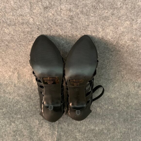 Club Couture Women's Heel Black Double Strap Back Zip Pump Pointed Toe Shoes - Picture 9 of 9